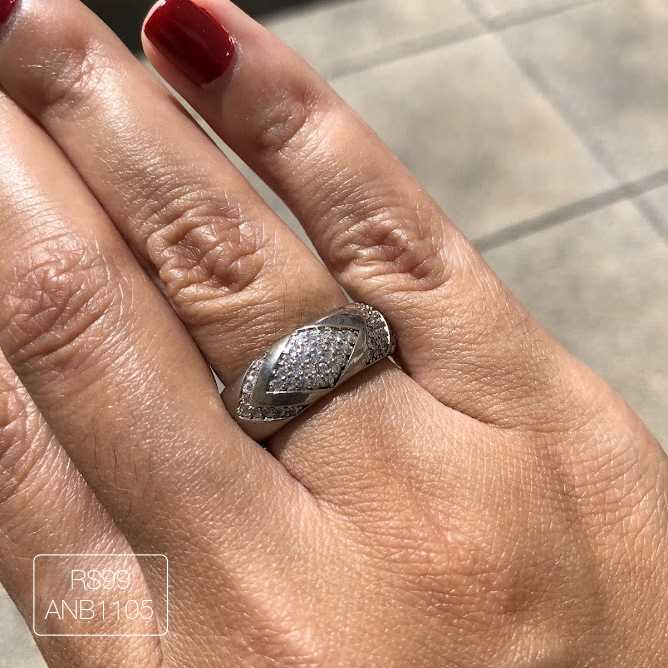 Anel Largo Cravejado Mônaco